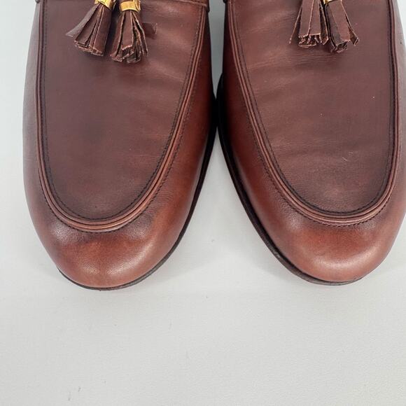 Vintage Gucci Mens Brown Leather Tassel Loafers Sz 45.5 (EU) Quiet Luxury Preppy - Picture 5 of 13